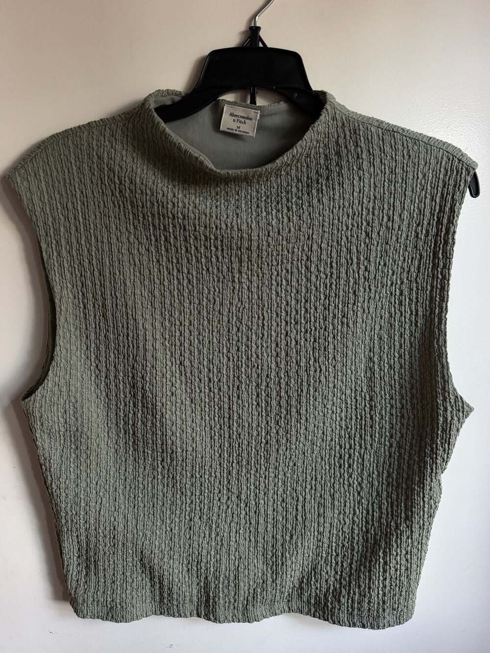 Abercrombie & Fitch Textured Sage Mock Neck Tank